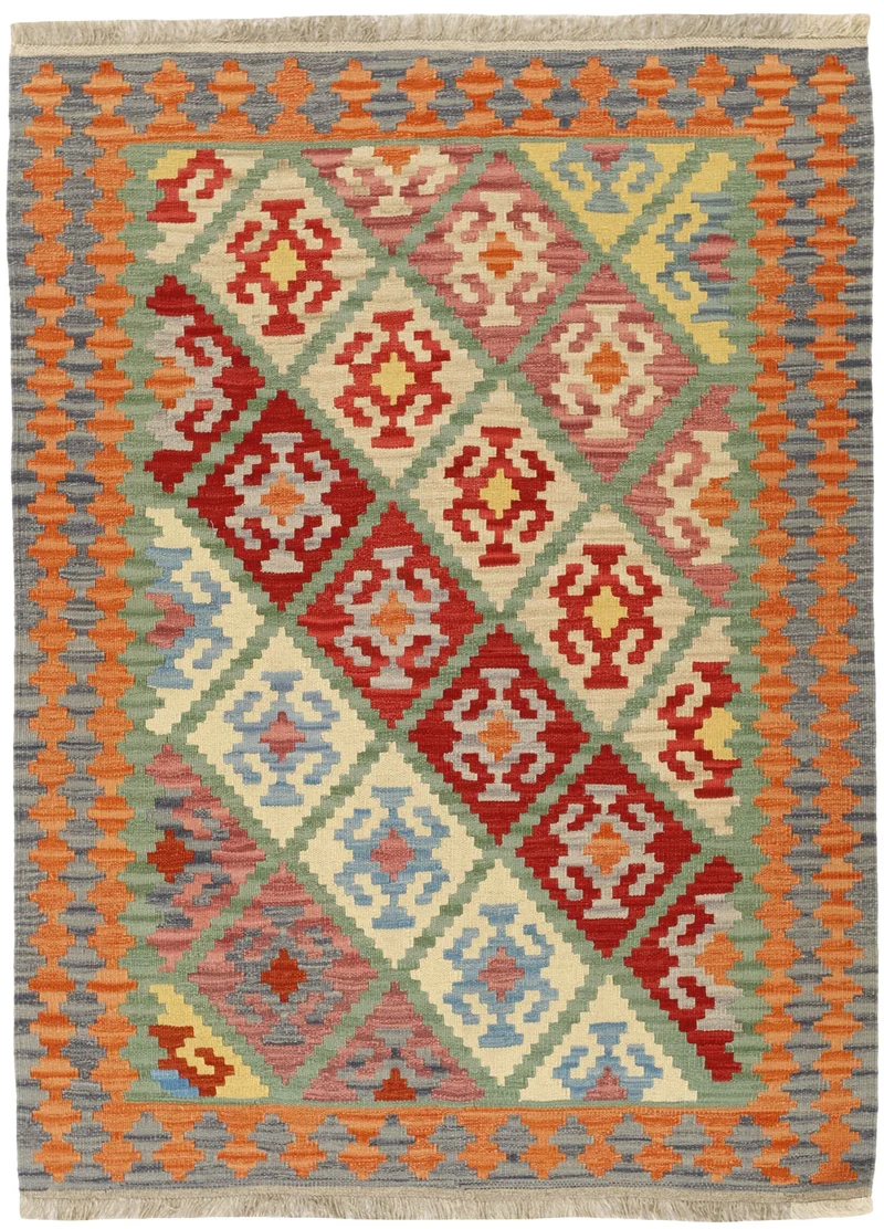 MY-RUG Teppich "Kelim" Rauten-& Diamantmuster, Handgewebt