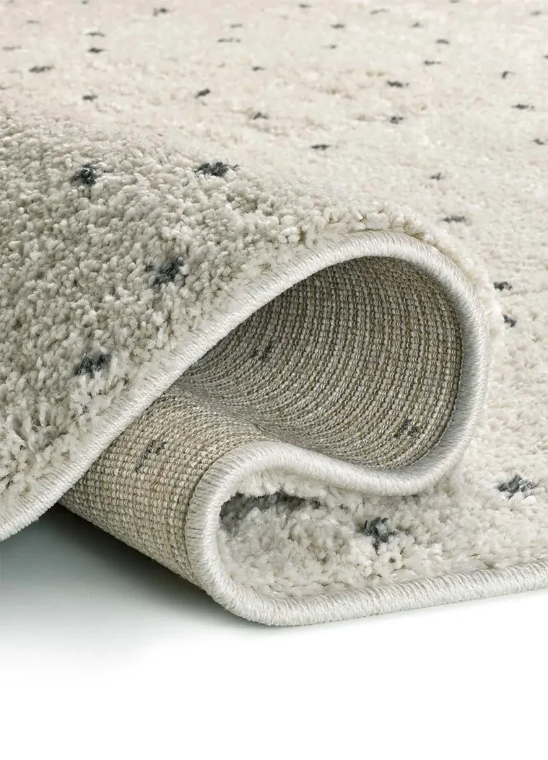 Alfombra shaggy crema con puntos negros Lush Dottie