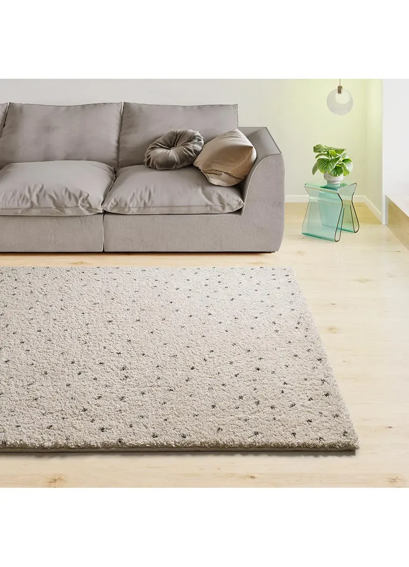 Alfombra shaggy crema con puntos negros Lush Dottie