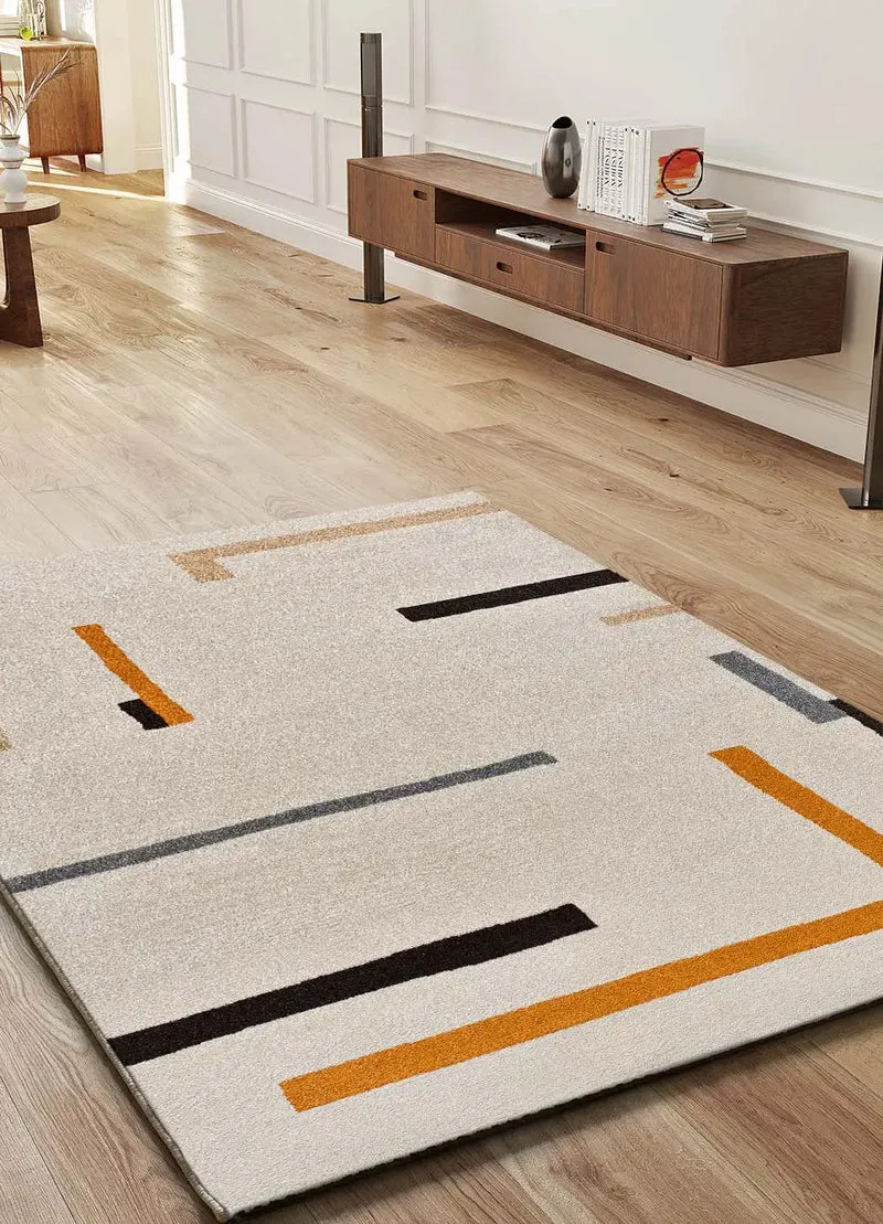 Alfombra geométrica Lessia Linea Naranja y Negro