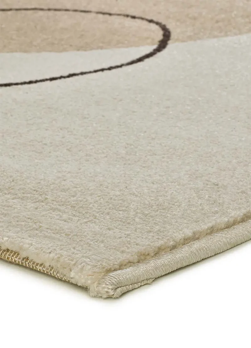 Alfombra abstracta círculos Lessia Peblinne Beige y Negro