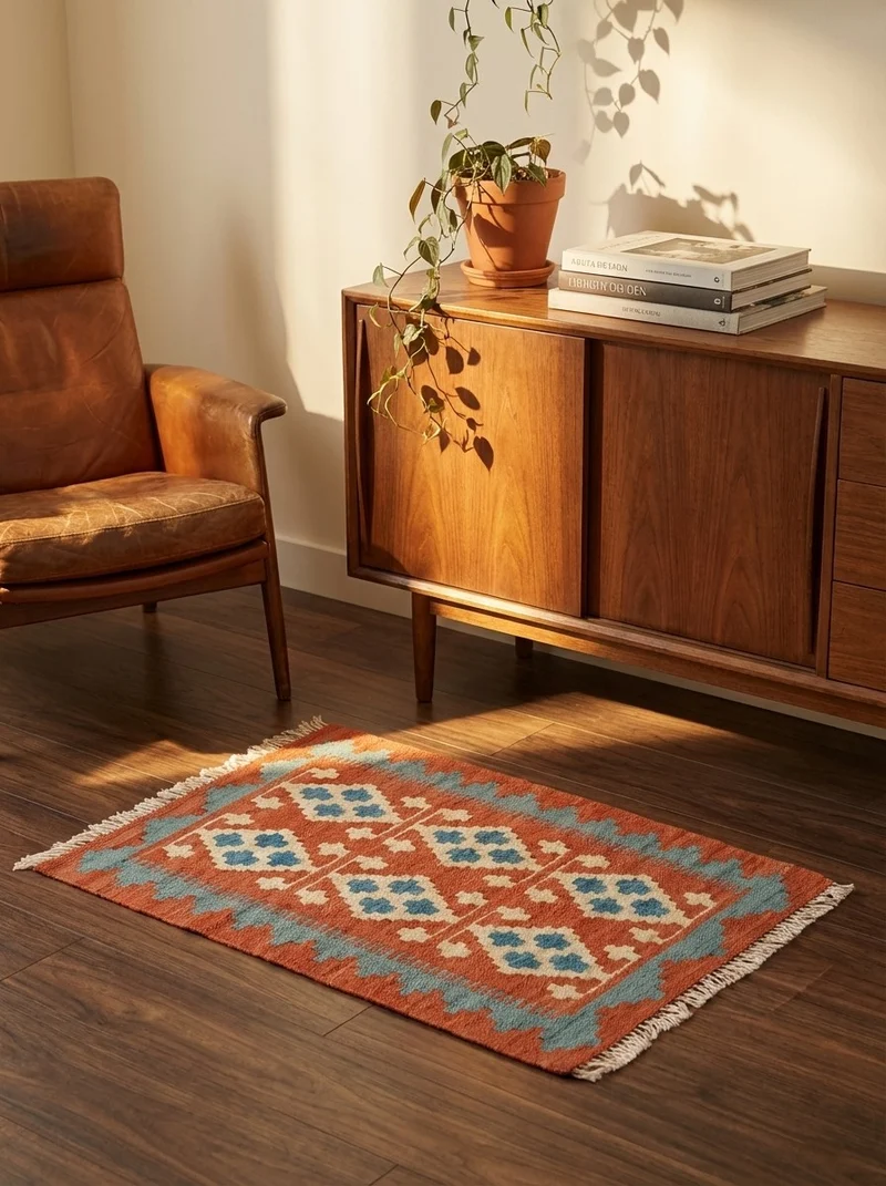 Kelim Gashgai · Handgewebt – Rot, 64x43 cm