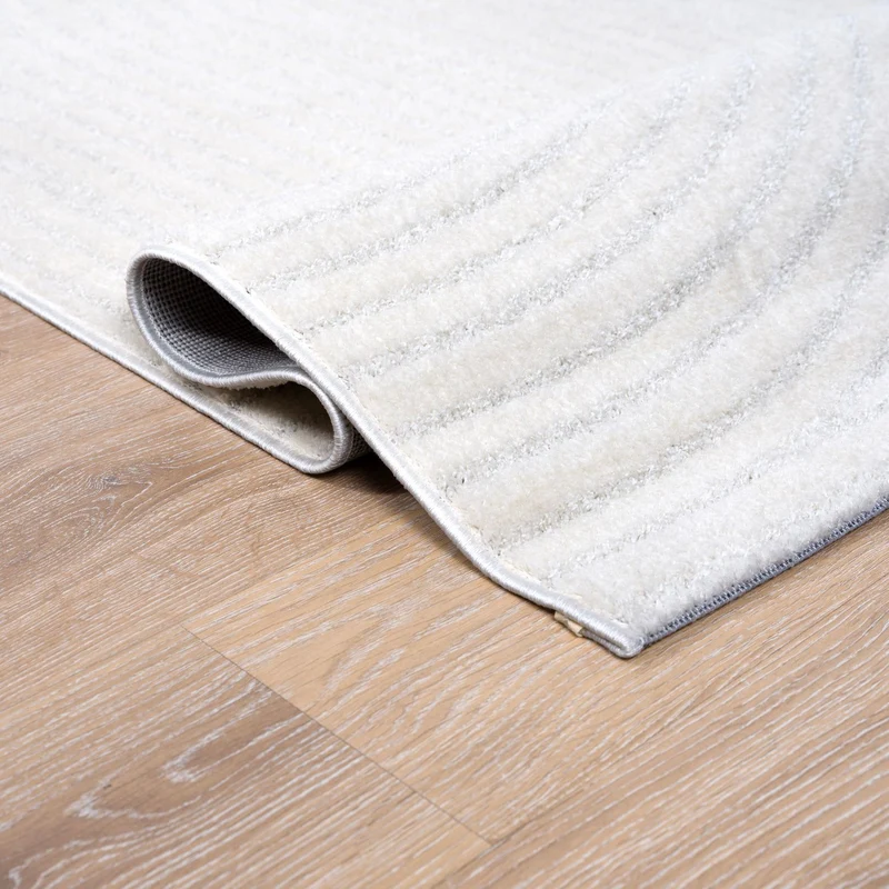 Kurzflor Teppich Wohnzimmer – Moderner Design Teppich mit Struktur, weich, pflegeleicht, in Creme, Beige & Taupe