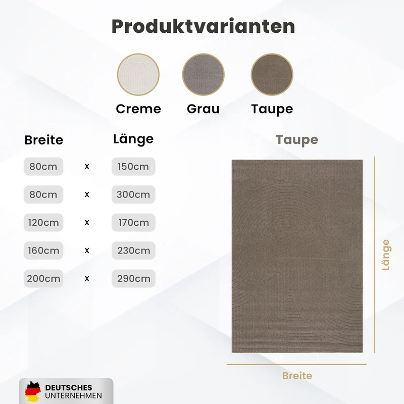 Kurzflor Teppich Wohnzimmer – Moderner Design Teppich mit Struktur, weich, pflegeleicht, in Creme, Beige & Taupe