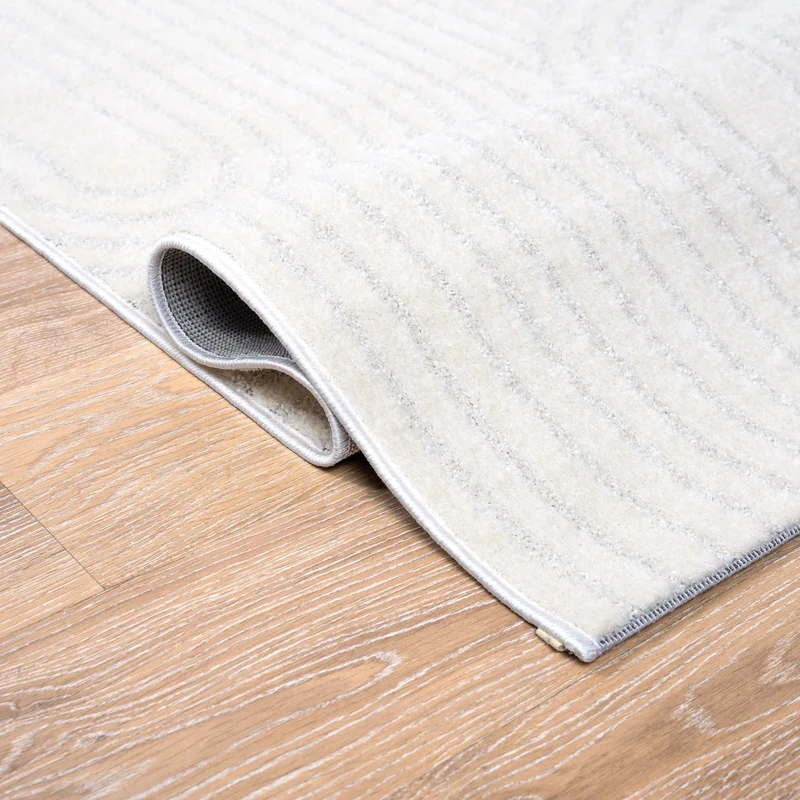 Kurzflor Teppich Wohnzimmer – Moderner Design Teppich mit Struktur, weich, pflegeleicht, in Creme, Beige & Taupe