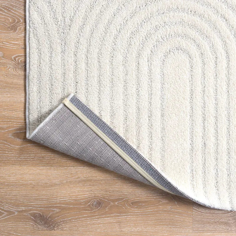 Kurzflor Teppich Wohnzimmer – Moderner Design Teppich mit Struktur, weich, pflegeleicht, in Creme, Beige & Taupe