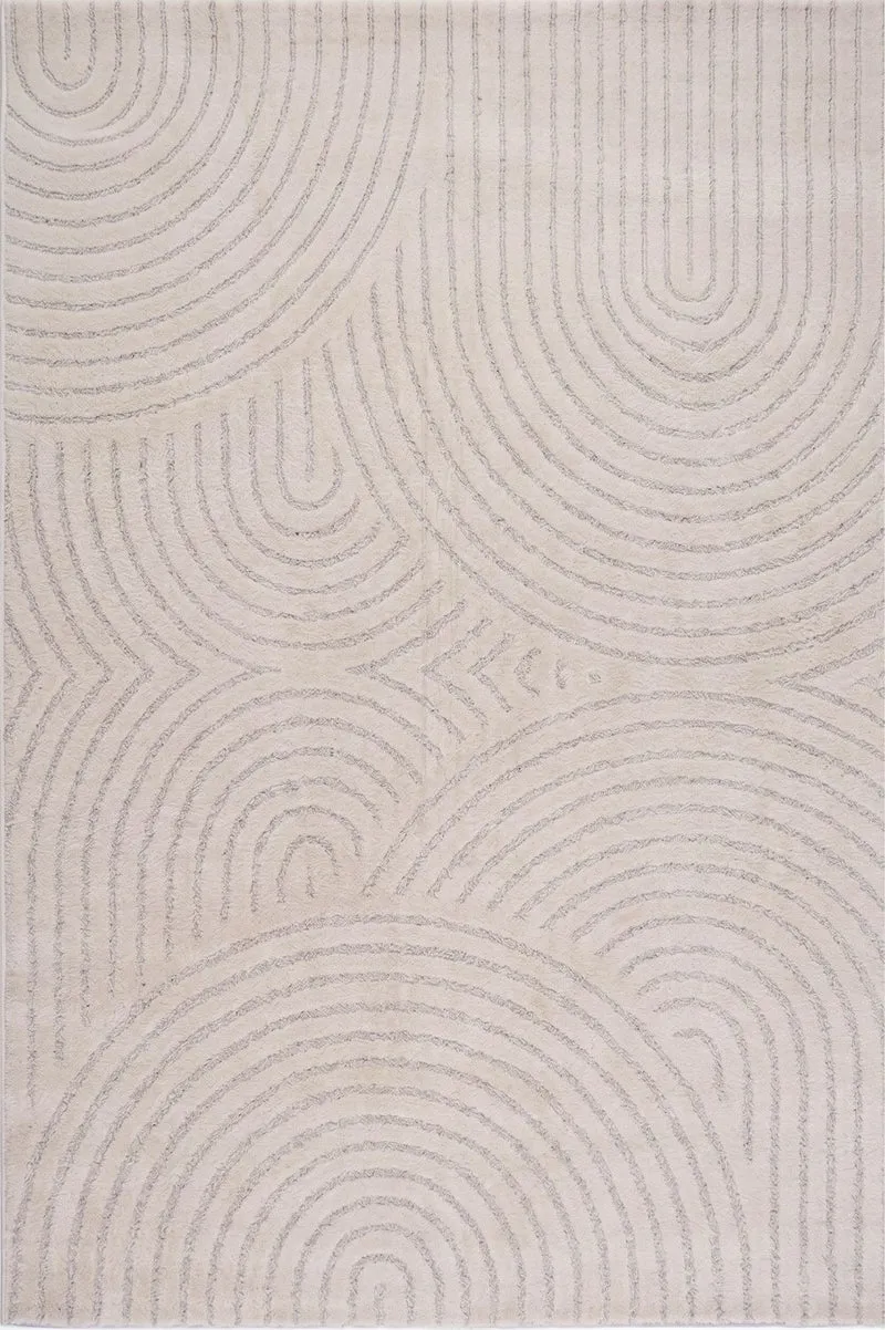 Kurzflor Teppich Wohnzimmer – Moderner Design Teppich mit Struktur, weich, pflegeleicht, in Creme, Beige & Taupe