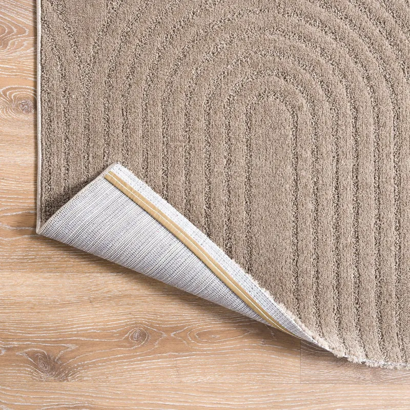 Kurzflor Teppich Wohnzimmer – Moderner Design Teppich mit Struktur, weich, pflegeleicht, in Creme, Beige & Taupe