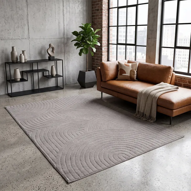 Kurzflor Teppich Wohnzimmer – Moderner Design Teppich mit Struktur, weich, pflegeleicht, in Creme, Beige & Taupe