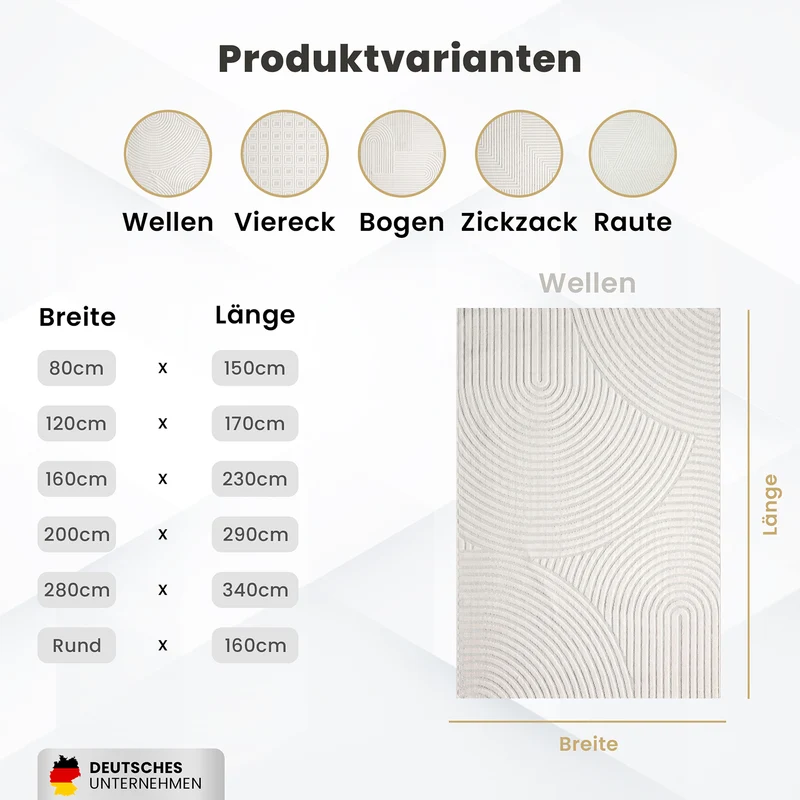 Moderner Kurzflor Teppich Wohnzimmer Schlafzimmer Skandinavisch In&Outdoor geeignet