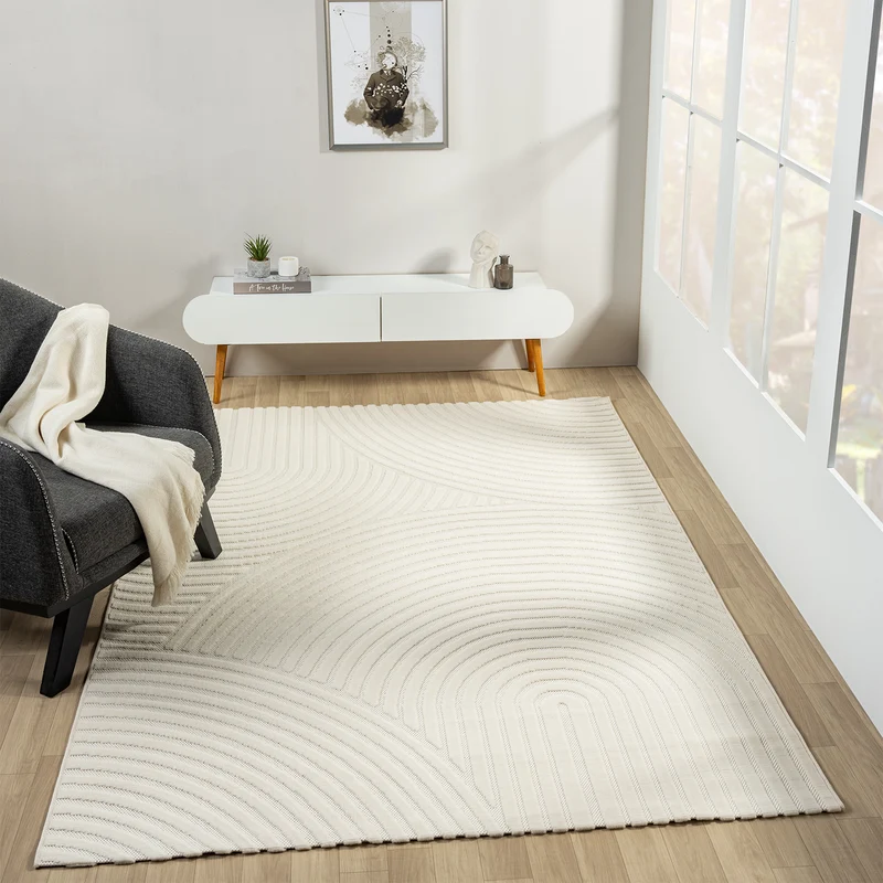 Moderner Kurzflor Teppich Wohnzimmer Schlafzimmer Skandinavisch In&Outdoor geeignet