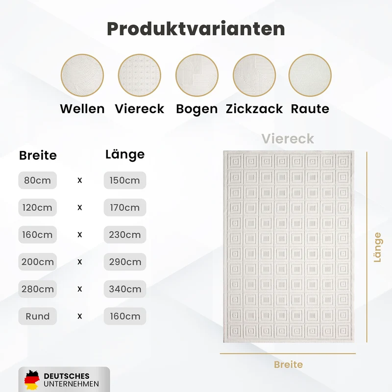 Moderner Kurzflor Teppich Wohnzimmer Schlafzimmer Skandinavisch In&Outdoor geeignet