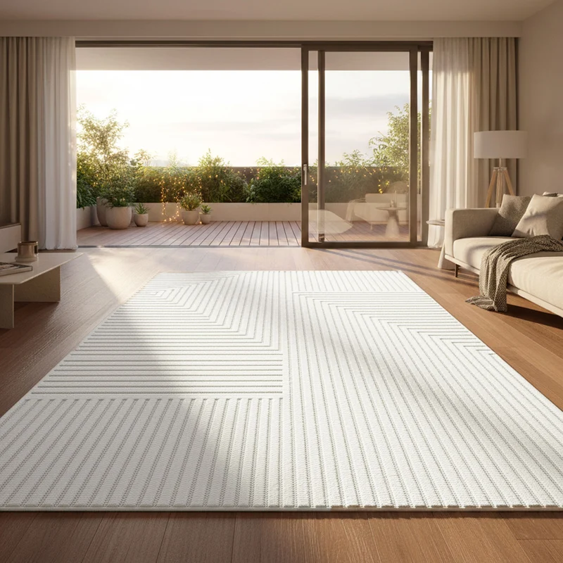 Moderner Kurzflor Teppich Wohnzimmer Schlafzimmer Skandinavisch In&Outdoor geeignet