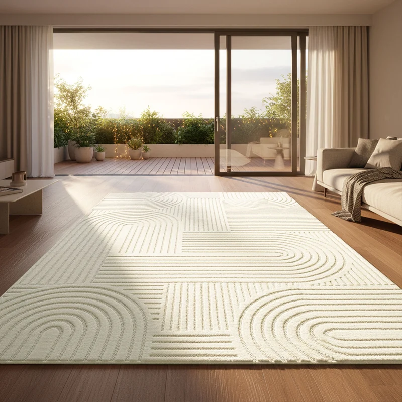 Moderner Kurzflor Teppich Wohnzimmer Schlafzimmer Skandinavisch In&Outdoor geeignet
