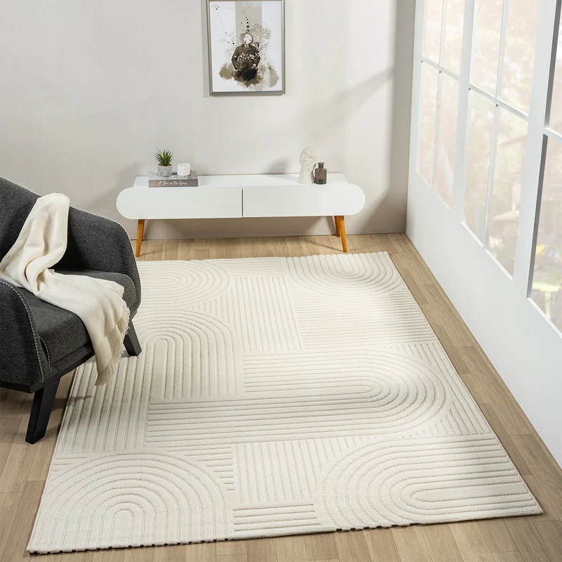 Moderner Kurzflor Teppich Wohnzimmer Schlafzimmer Skandinavisch In&Outdoor geeignet