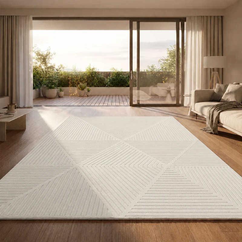 Moderner Kurzflor Teppich Wohnzimmer Schlafzimmer Skandinavisch In&Outdoor geeignet