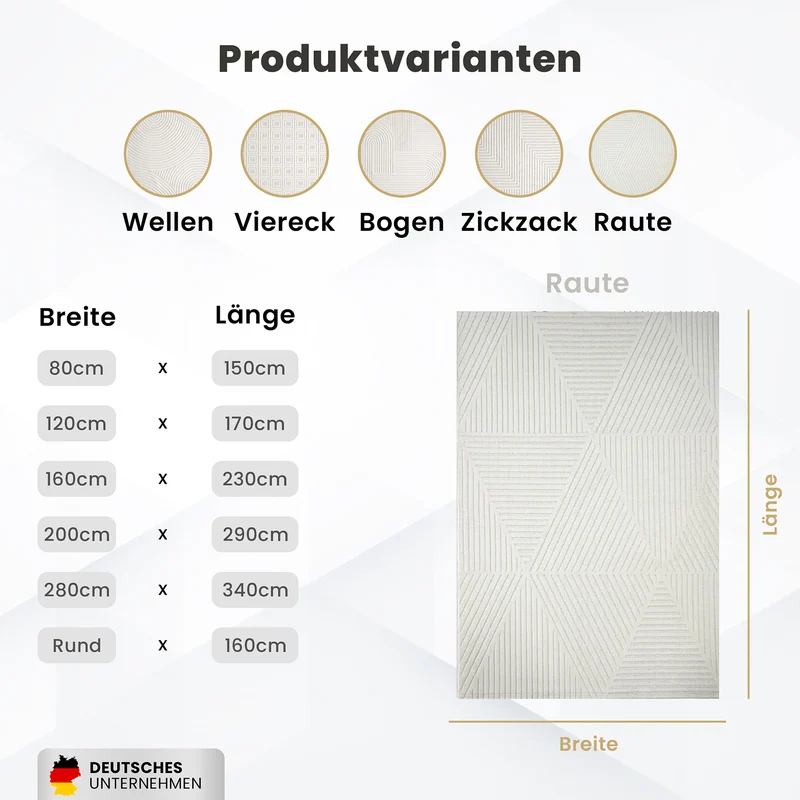 Moderner Kurzflor Teppich Wohnzimmer Schlafzimmer Skandinavisch In&Outdoor geeignet