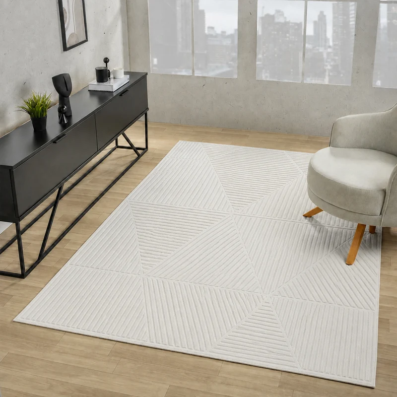 Moderner Kurzflor Teppich Wohnzimmer Schlafzimmer Skandinavisch In&Outdoor geeignet