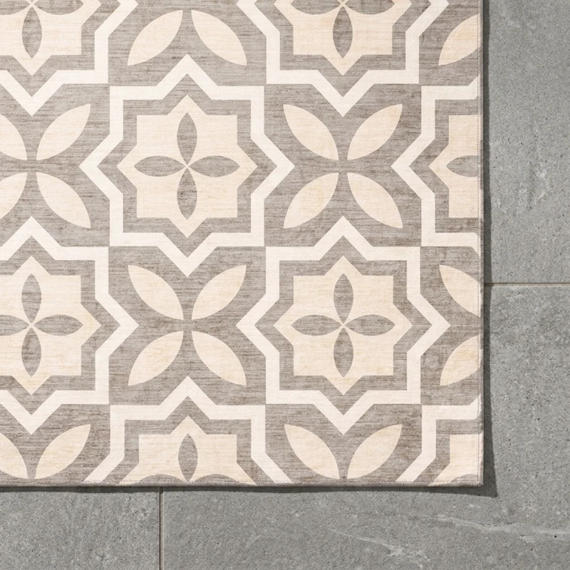 Geometrischer Outdoor Teppich - Mosaic Medina Creme