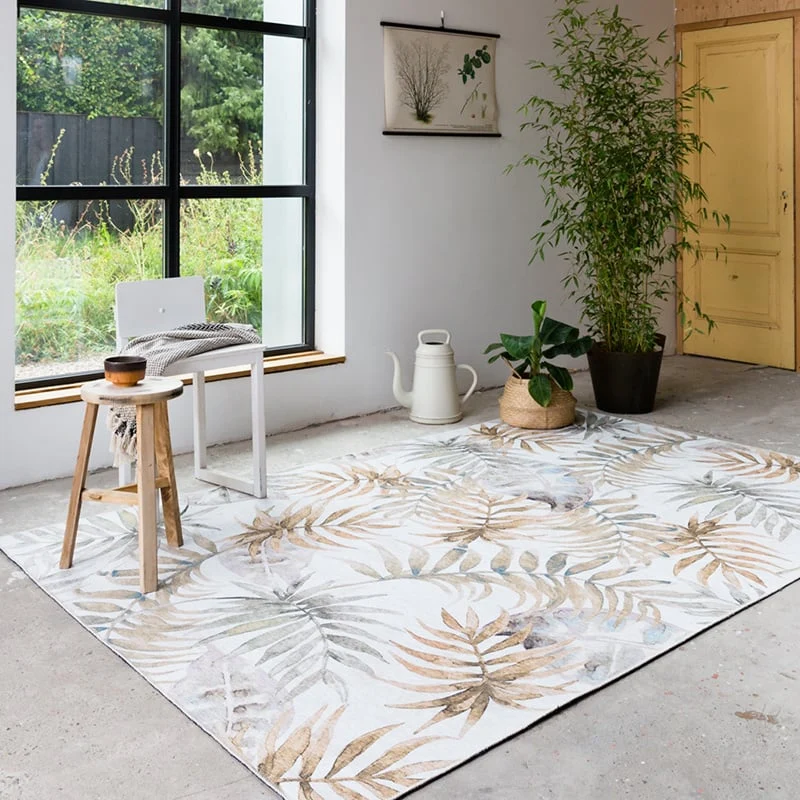 Boho Teppich - Palmier Blätter Naturel