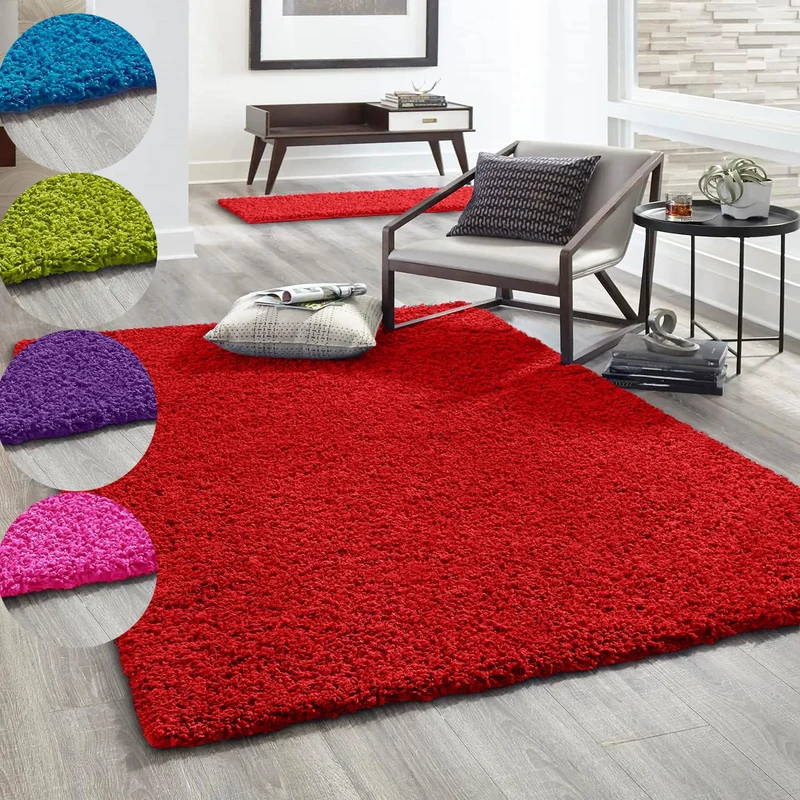 Hochflor Teppich Prime Shaggy Langflor Wohnzimmer Schlafzimmer Rund Farbig