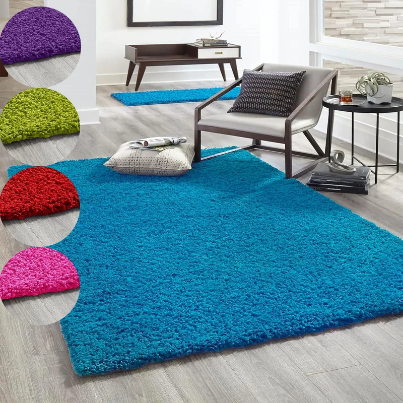 Hochflor Teppich Prime Shaggy Langflor Wohnzimmer Schlafzimmer Rund Farbig