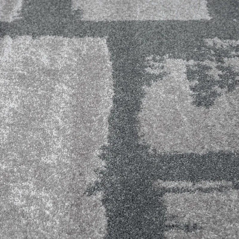 Teppich Kurzflor Wohnzimmer Schlafzimmer Hochwertig Steinmuster Grau Anthrazit