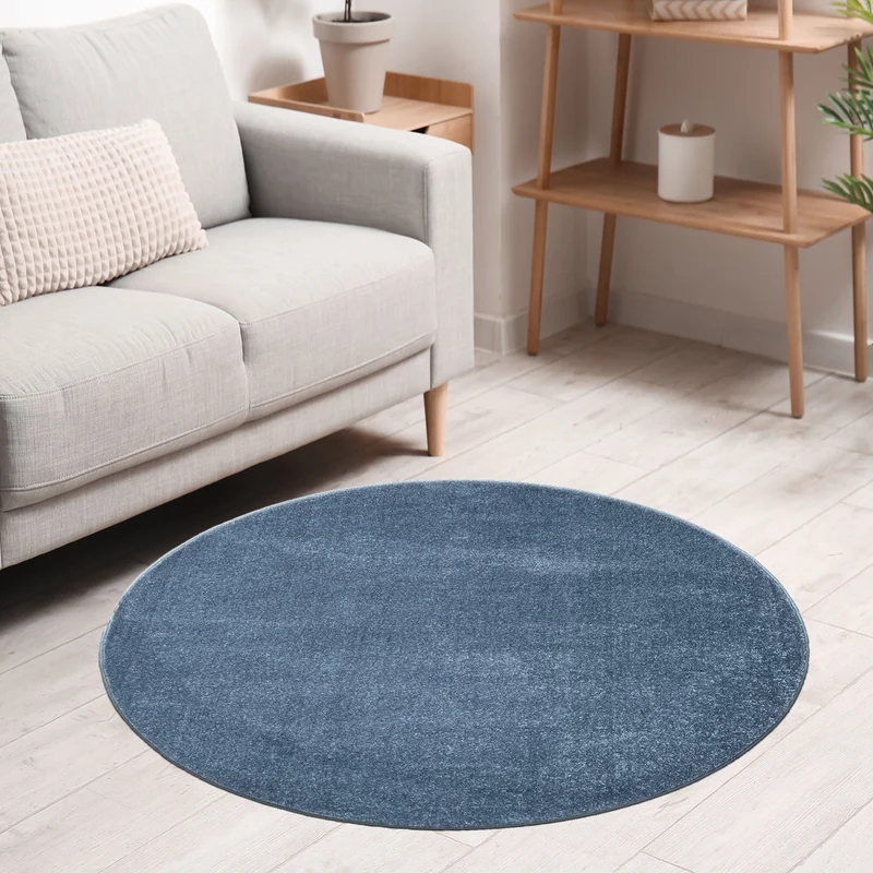 Teppich rund Wohnzimmer Kurzflor Einfarbig für Schlafzimmer kinderzimmer weich Rund