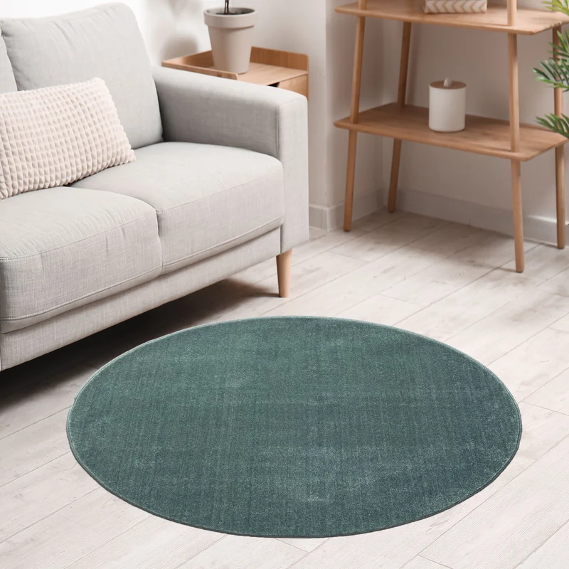 Teppich rund Wohnzimmer Kurzflor Einfarbig für Schlafzimmer kinderzimmer weich Rund