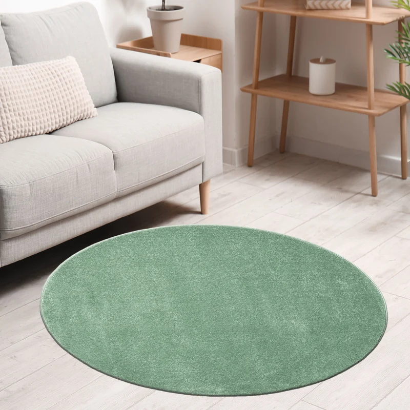 Teppich rund Wohnzimmer Kurzflor Einfarbig für Schlafzimmer kinderzimmer weich Rund