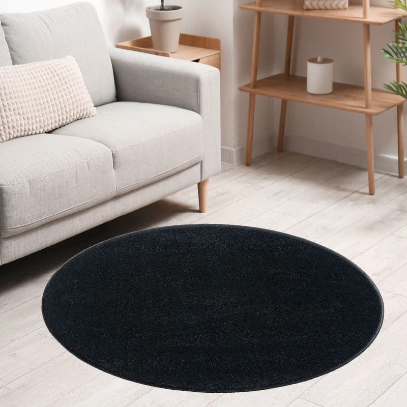 Teppich rund Wohnzimmer Kurzflor Einfarbig für Schlafzimmer kinderzimmer weich Rund