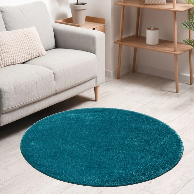 Teppich rund Wohnzimmer Kurzflor Einfarbig für Schlafzimmer kinderzimmer weich Rund