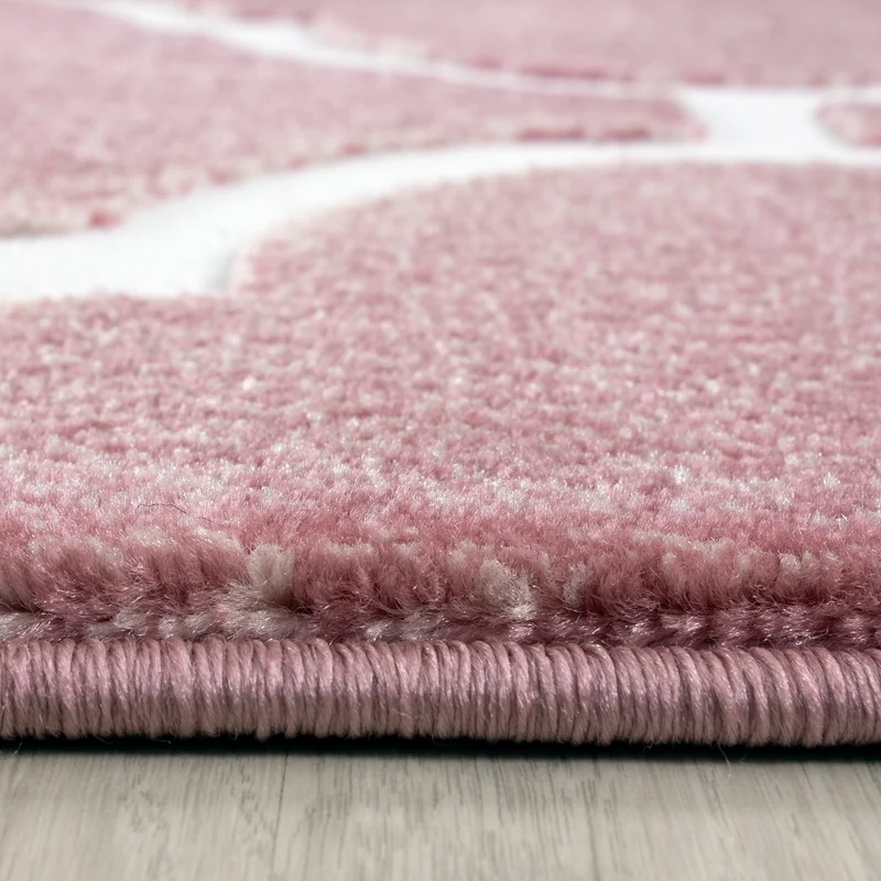 Bettumrandung Teppich Modern Skandinavischer Stil 3 teilig Läuferset Rose Weiß