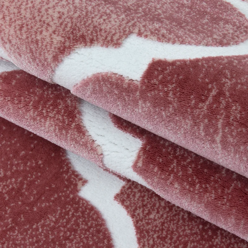 Bettumrandung Teppich Modern Skandinavischer Stil 3 teilig Läuferset Rose Weiß