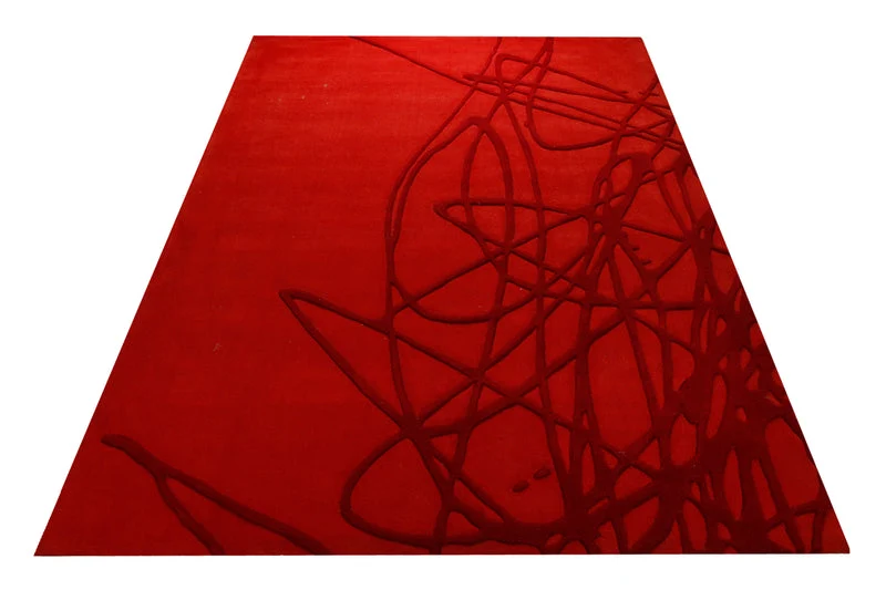 Rot auf Rot - Handtuft Wolle 160 x 230 cm