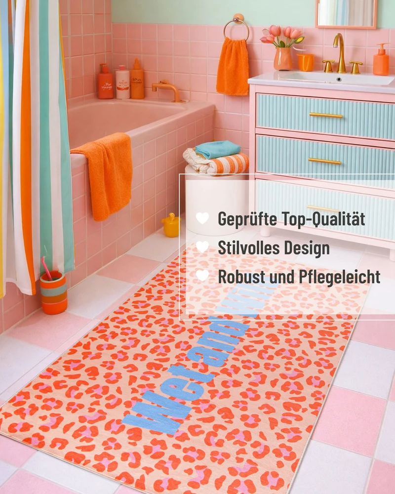 Badteppich mit buntem Leo Print "WetAndWild" WECONhome