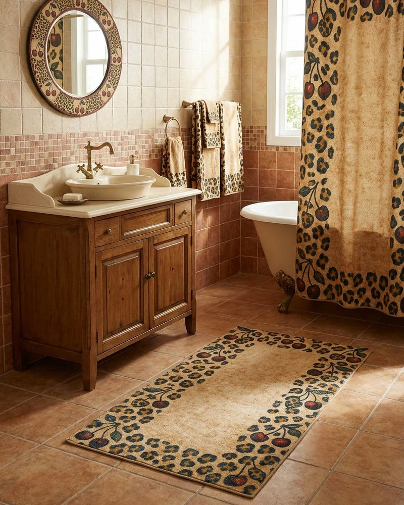 Badteppich Sand Gelb mit Vintage Animal Print "Catwalk" WECONhome