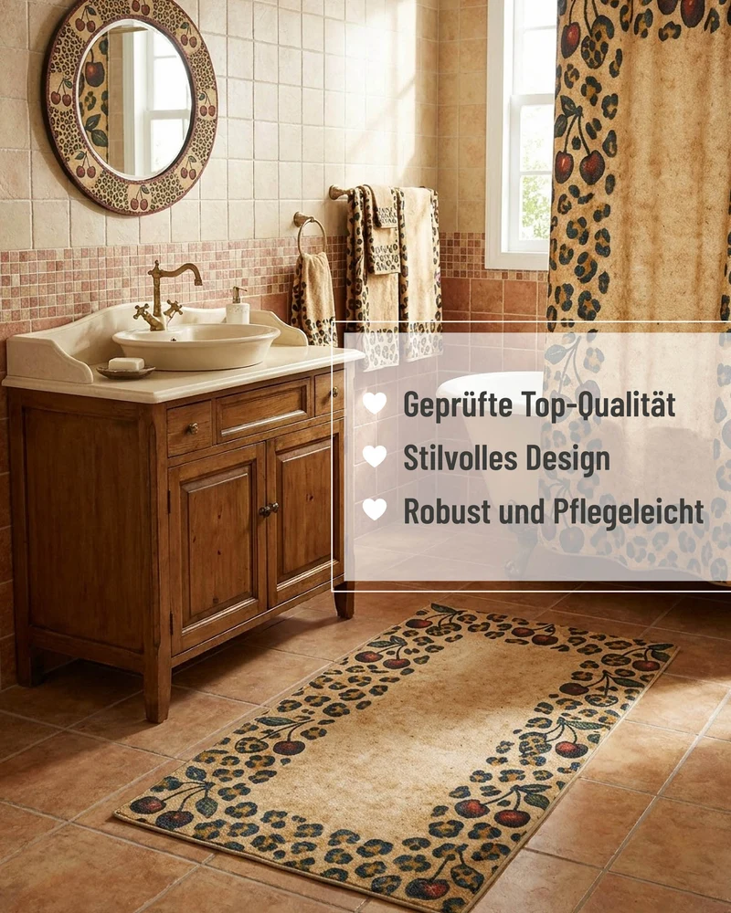 Badteppich Sand Gelb mit Vintage Animal Print "Catwalk" WECONhome