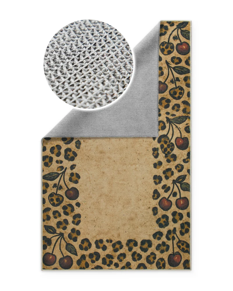 Badteppich Sand Gelb mit Vintage Animal Print "Catwalk" WECONhome