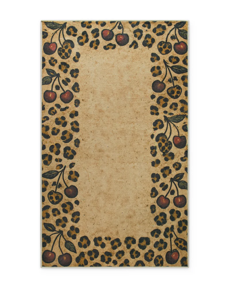 Badteppich Sand Gelb mit Vintage Animal Print "Catwalk" WECONhome