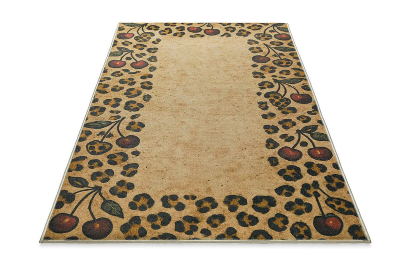 Badteppich Sand Gelb mit Vintage Animal Print "Catwalk" WECONhome