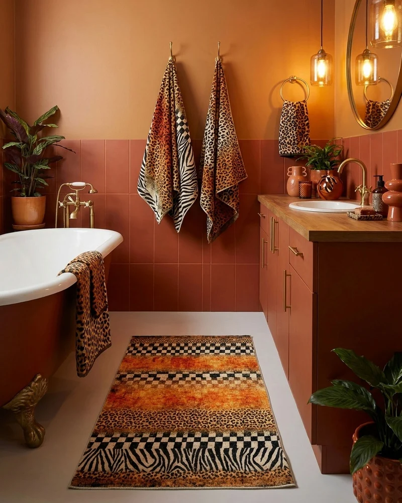 Badteppich Gelb Orange Animal Print mit Zebra-Design "Jungle Stripes" WECONhome