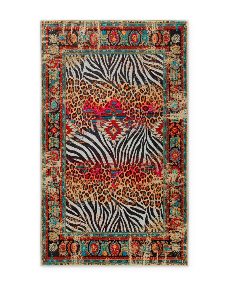 Vintage Badteppich Multi "Boho Safari" mit Animal Print WECONhome