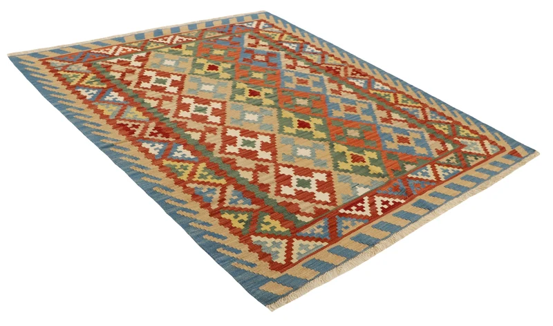MY-RUG Teppich "Kelim" Rauten-& Diamantmuster, Handgewebt