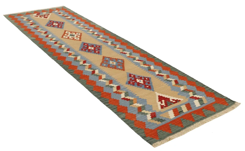 MY-RUG Teppich "Kelim" Rauten-& Diamantmuster, Handgewebt