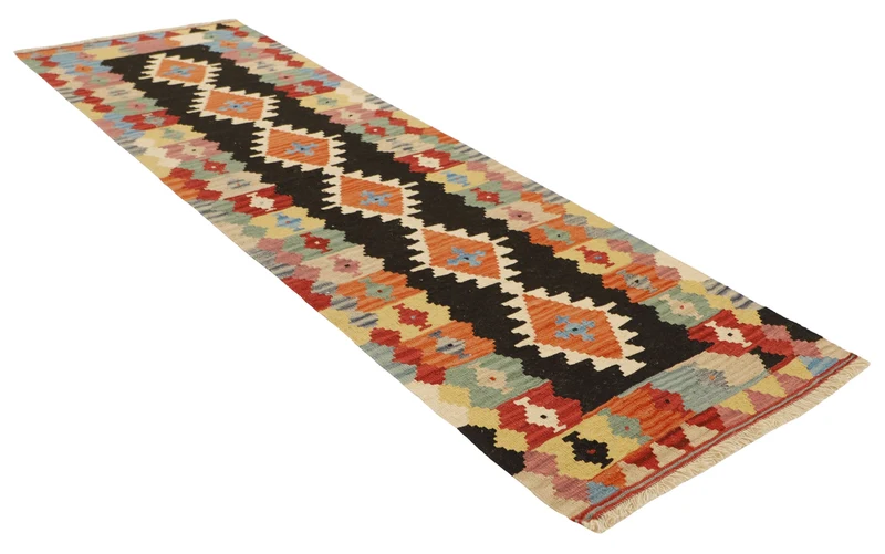 MY-RUG Teppich "Kelim" Rauten-& Diamantmuster, Handgewebt
