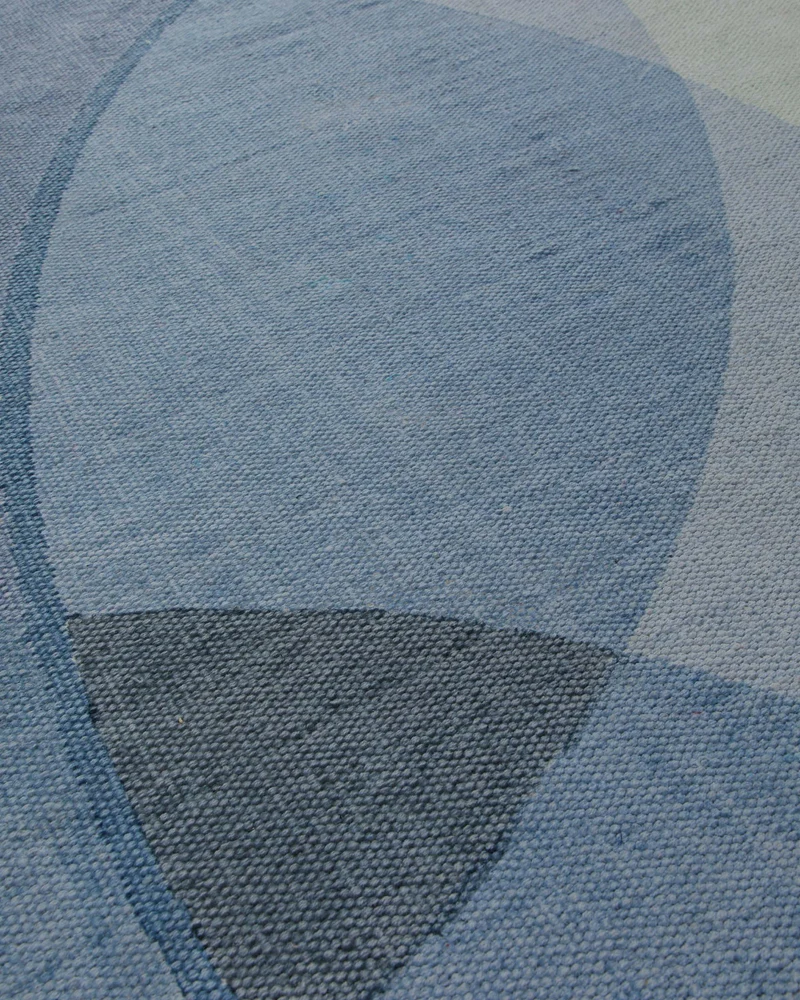 Spring Jacquard Teppich Baumwolle Kreise blau mint 160x230 cm