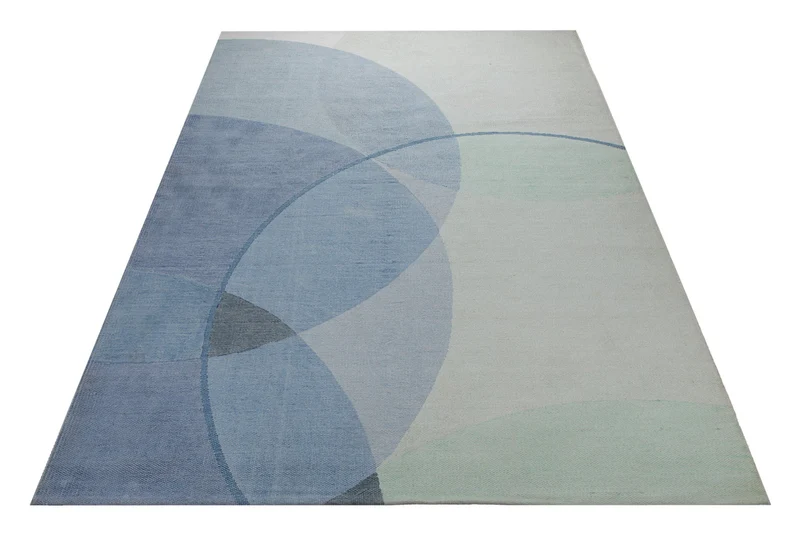 Spring Jacquard Teppich Baumwolle Kreise blau mint 160x230 cm
