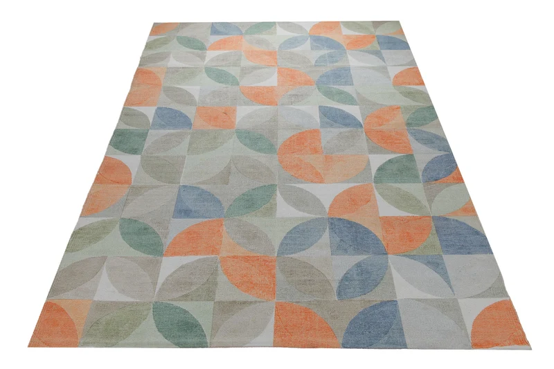 Spring Jacquard Print Teppich Baumwolle Kreisraster bunt 160x230 cm