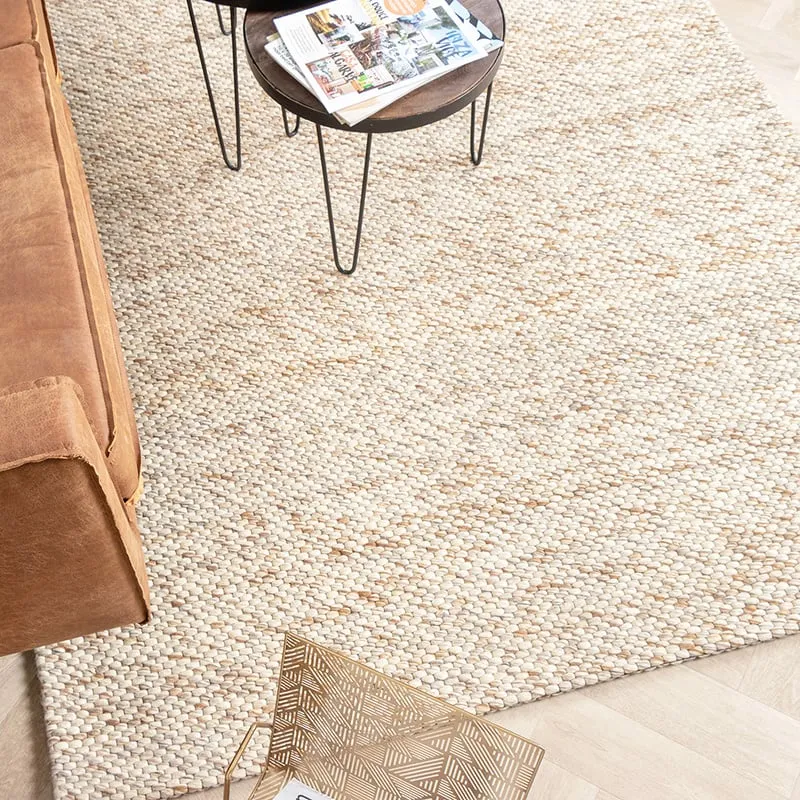 Wollteppich - Melange Creme Braun